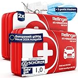 Rellinger® [2x] Verbandskasten Auto 2024 für HU geprüft [EUROPAWEIT GÜLTIG] - inkl. 2...