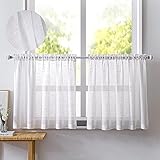 NSXIN 2er Set Scheibengardinen Halbtransparent Bistrogardine Gardinen Weiss Fenstervorhang...