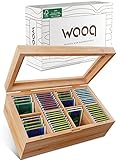 wooq Premium Teebox aus FSC® zertifiziertem Bambusholz – mit 8 Fächern 30 x...