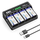 EBL 9v Akku Ladegerät Set - Ladegerät ideal für 9volt Li-ion NI-MH Akkus inkl. 9v...