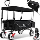 KESSER® Bollerwagen faltbar mit Dach Handwagen Transportkarre Gerätewagen inkl. 2...