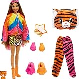 Barbie-Puppen und Accessoires, Cutie Reveal-Puppe im Tiger-Plüschkostüm und 10...