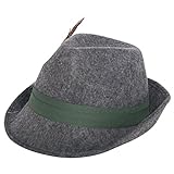 Folat Tiroler Wolle Hat mit Feder (One Size), Grau