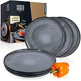 Moritz & Moritz VIDA 6er Dinner Teller Set Anthrazit - Dinnerteller für 6 Personen -...