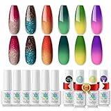 RSTYLE UV Gel Nagellack Set, 6 Gelnägel Farben Thermo Nagellack Farbwechsel...