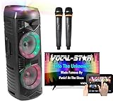 Vocal-Star Tragbare Karaoke Maschine mit Disco Party-Lichteffekten, 2 kabellose...