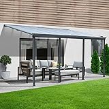 HOME DELUXE - Terrassenüberdachung Solis - Grau - B/T/H: 618 x 303 x 226/278 cm - inkl....