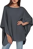 PULI Damen Pullover Poncho Elegant Viskose Strick Locker sitzend Poncho Schal