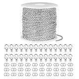 5m Ketten,2.4mm Edelstahl Kabel Kette Silber Halsketten,Basteln Gliederkette,Silber DIY...