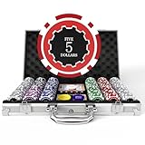 HEITOK Pokerchips-Set mit Wertigkeiten, 300 Stück 11,5g professionelle nummerierte Chips...