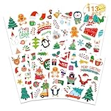 Aufkleber Weihnachten Weihnachtsdeko - 128 Stück Weihnachtssticker Selbstklebend Sticker...