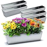 BigDean 6er Set Zink Paletten Blumenkästen - Einsatz 38cm groß Silber - aus...