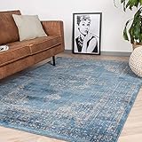 FRAAI Teppich Vintage - Deep Medaillon Blau 80x150cm - Polypropylen - Kurzflor -...