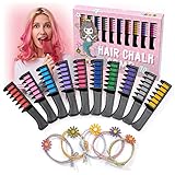 Magicat Premium Haarkreide Set - 10 Haarfarben für Kinder und 5 Haargummis I für...