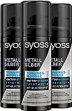 Syoss Tönungsmousse Metall Silber (3 x 120 ml), auswaschbare Schaumtönung für...