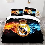 Shaari Fußballbilder, Bettbezug Real Madrid, Bettwäsche 140 x 200 cm, 3D, Mikrofaser,...