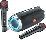 BONAOK Karaoke Anlage mit 2 Mikrofonen, Bluetooth Mikrofon Mit Lautsprecher Tragbare...