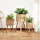 Paco Home Blumentopf Übertopf Natur Rattan Set mit Folieneinsatz Pflanzentopf...