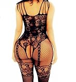 ERO-DOM Erotische Dessous Frau Schwarzer Ouvert Bodystocking Mit Offenem Schritt...