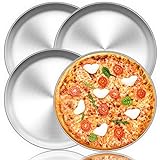 TEAMFAR Pizzablech, Rund Pizzaform Pizzapfannen 4er-Set aus Edelstahl, ∅ 29 cm...