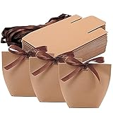 50 Stück Braune Geschenkboxen Aus Kraftpapier, Elegant Geschenktaschen, Geschenk...