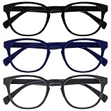 OPULIZE Pop Lesebrille 3er Pack Keck Rund Matt Rahmen Federscharniere Kratzfest...