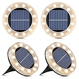 Solar Bodenleuchte Warmweiß, 12 LEDs Solarleuchten für Außen, 4 Stück - Led Solar...