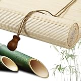 XINGWANGG Bambusrollo Blickdicht Bambus Raffrollo Verdunkelungsrollo mit Lifter,Natur Holz...