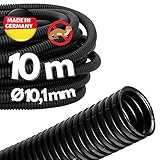 10 Meter Kalitec Wellrohr ungeschlitzt 10mm I Wellschlauch geschlossen I Marderschutzrohr...