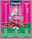 Vitakraft Katzensnack, Ente & Kaninchen, 3 x 6 g