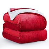 Aisbo Dicke Kuscheldecke Flauschig Rot - Extra Warme Decken für den Winter als...