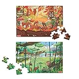 Melissa & Doug Let's Explore Doppelseitiges Bodenpuzzle Seek & Find mit Lupe |...