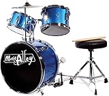 Music Alley Junior Drum Kit for Kids with Kick Drum Pedal, Drum Stool & Drum Sticks - Blue