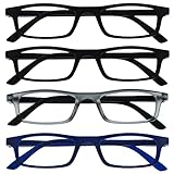 Die Lesebrille Unternehmen Schwarz Matt Grau Marineblau Leser Wert 4er-Pack...