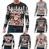 Mymyguoe Weihnachtspullover Herren Rentier Lustig 3D Weihnachts Sweatshirt Weihnachts...