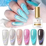 BORN PRETTY UV Nagellack Magnetisch Set, Gel Nagellack Holographic Regenbogen Glitter...