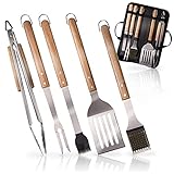 Amazy Grillbesteck 5er Set aus Edelstahl & hochwertigem Akazienholz –...