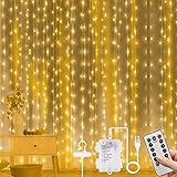 Vicloon LED Lichtervorhang, 3M*3M 300 LEDs 2 in 1 USB &Batterie Vorhanglichter...