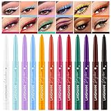 12 Farben Matt Eyeliner Set Bunter Regenbogen Neon Eyeliner Stift Glatter...