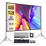 Beamer Leinwand 120 Zoll mit Faltbarem Standfuß, LEORFI Outdoor-Indoor...