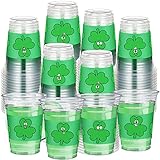 Zopeal 60 St. Patrick's Day Kleeblatt-Becher 340 ml Lucky Plastikbecher St. Patrick Day...