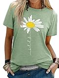 Dresswel Damen Let It Be T Shirt Gänseblümchen Grafik Druck T-Shirt Kurzarm...