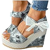 Damen Plateau Sandalen Sommer Elegant Schicke Keilabsatz Party Basic Buckle Schuhe...