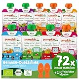 Pumpkin Organics 72er Pack ERSTE LIEBE Bio Gemüse Quetschies mit 2 Löffelaufsätzen -...