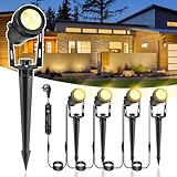 IRISECO Gartenbeleuchtung LED, 15m 4er Gartenstrahler mit Strom Erdspieß, 12V...