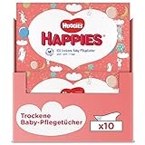 Huggies Happies trockene Baby-Pflegetücher, weich und reißfest, 10 x 100...