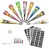 ANDNICE Temporäre Tätowierung kit-9-farbiger Temporary Tattoo Paste Cone mit...