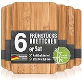 6er-Set Frühstücksbrettchen aus Bambus Holz - 22x14x0,8cm Holzbrettchen Set...