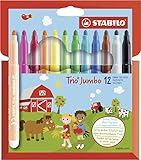 Dicker Filzstift - STABILO Trio Jumbo - 12er Pack - mit 12 verschiedenen Farben