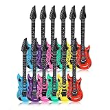 Schramm® 12 Stück Luftgitarren Bunt 100cm in 6 Farben Luft Gitarre Air Guitar aufblasbar